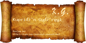 Kuprián Györgyi névjegykártya